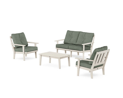 POLYWOOD® Oxford 4-Piece Deep Seating Set with Loveseat in Sand / Cast Sage