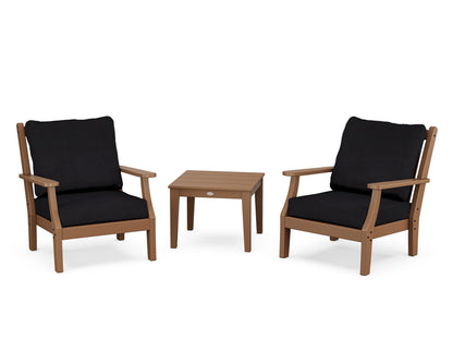 Country Living Wovendale 3-Piece Deep Seating Set in Teak / Midnight Linen