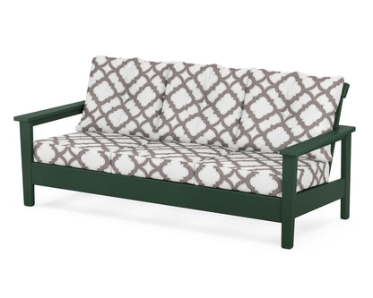 POLYWOOD® Prescott Deep Seating Sofa in Green / Trellis Grey Mist