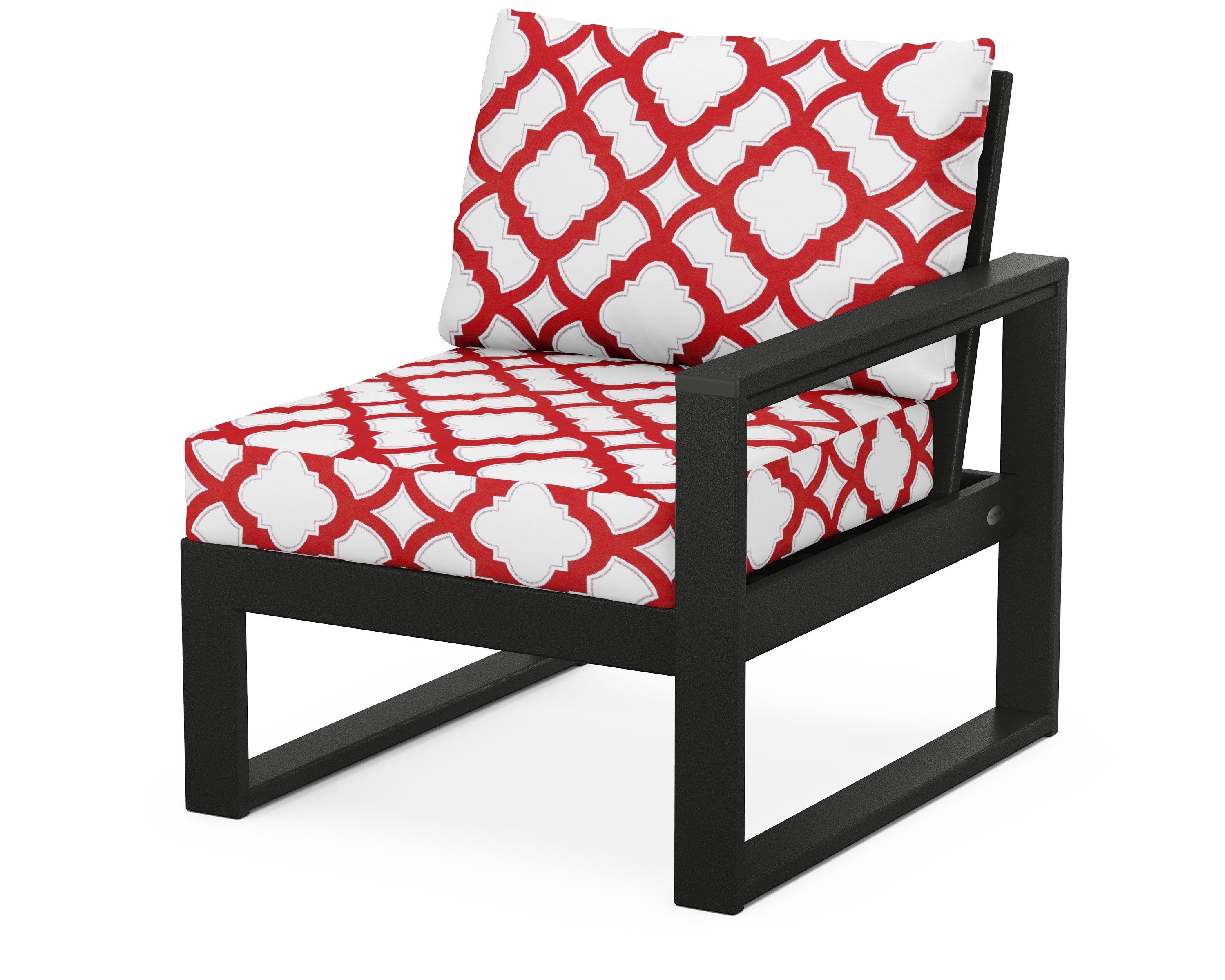 POLYWOOD® EDGE Modular Right Arm Chair in Black / Trellis Crimson