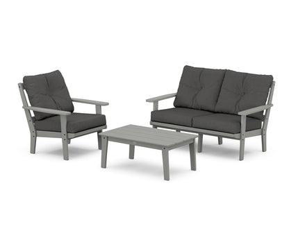POLYWOOD® Prairie 3-Piece Deep Seating Set with Loveseat in Slate Grey / Spectrum Carbon