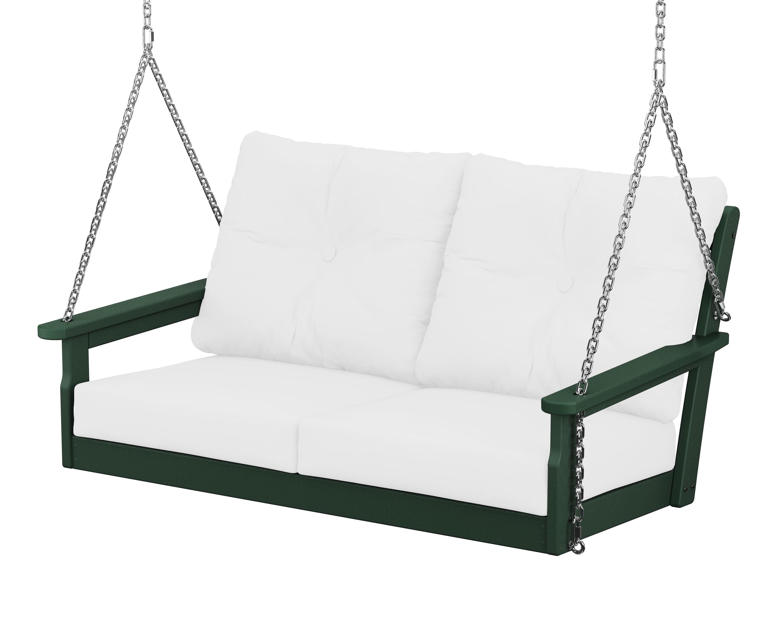 POLYWOOD® Vineyard Deep Seating Swing in Green / Natural