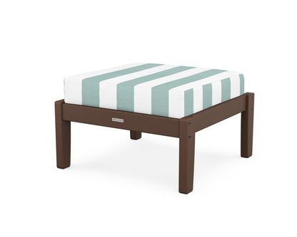 Martha Stewart by POLYWOOD® Chinoiserie Deep Seating Ottoman in Mahogany / Cabana Stripe Glacier Spa