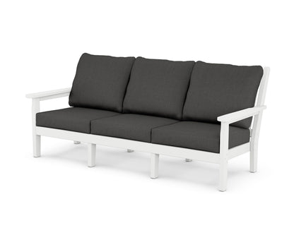 POLYWOOD® Chippendale Deep Seating Sofa in White / Spectrum Carbon
