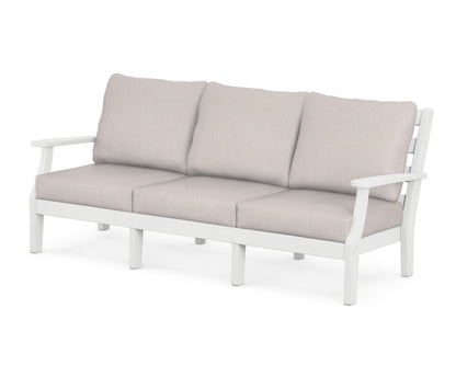 POLYWOOD® Chesapeake Deep Seating Sofa in White / Dune Burlap