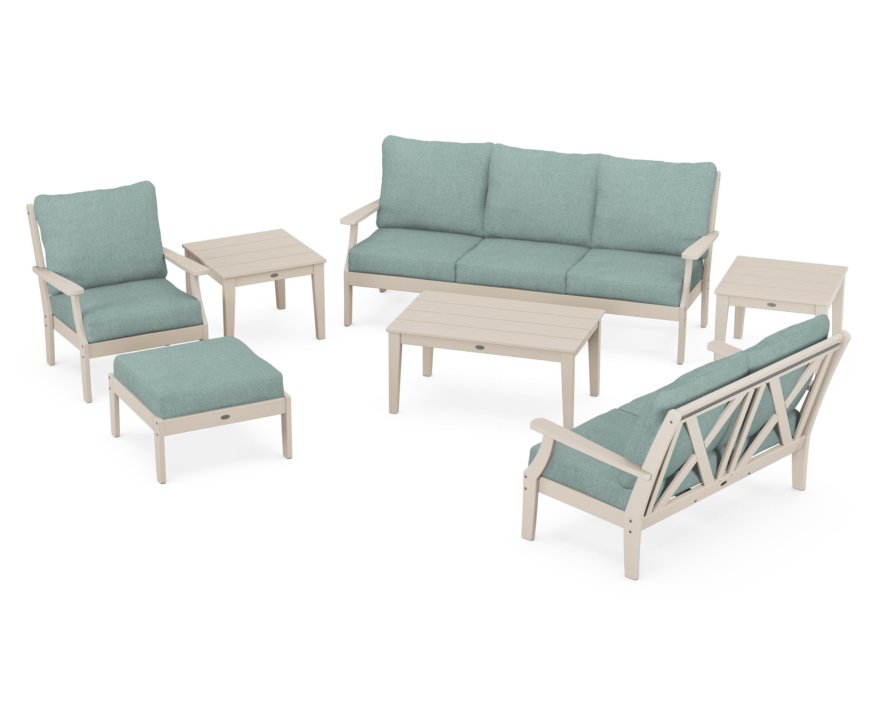 POLYWOOD® Braxton 7-Piece Deep Seating Set in Sand / Glacier Spa