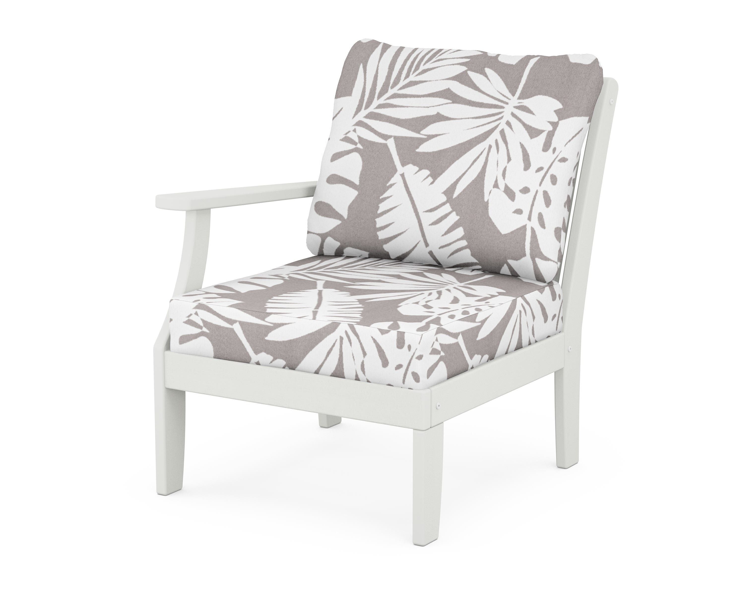 POLYWOOD® Braxton Modular Left Arm Chair in Vintage White / Leaf Grey Mist