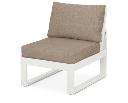 Unbranded Modular Armless Chair in Vintage White / Spiced Burlap