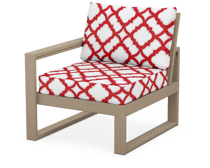 POLYWOOD® EDGE Modular Left Arm Chair in Vintage Sahara / Trellis Crimson