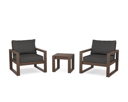 POLYWOOD® EDGE Sectional 3-Piece Deep Seating Set in Mahogany / Spectrum Carbon