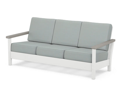 POLYWOOD® Harbour Deep Seating Sofa in White / Driftwood / Spa