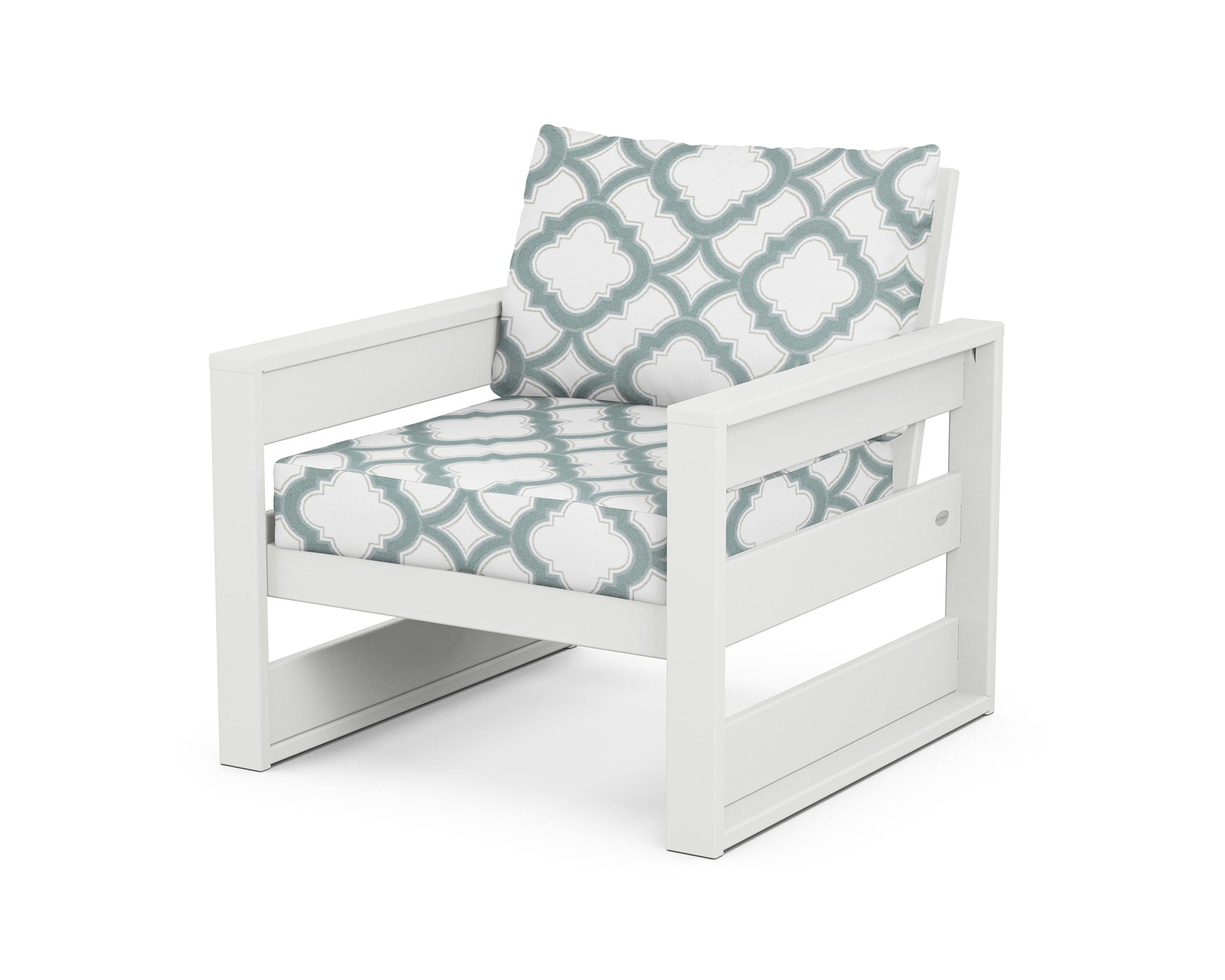 POLYWOOD® Westport Club Chair in White / Trellis Glacier Spa