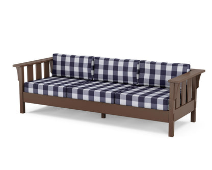 Martha Stewart by POLYWOOD® Acadia Deep Seating Sofa in Mahogany / Buffalo Plaid Navy