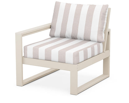 POLYWOOD® EDGE Modular Left Arm Chair in Sand / Cabana Stripe Dune Burlap