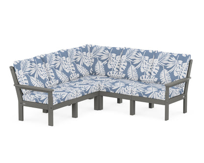 POLYWOOD® Vineyard 5-Piece Sectional in Slate Grey / Leaf Sky Blue