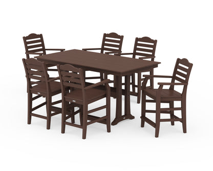 Draper James™ by  POLYWOOD® Savannah Arm Chair 7-Piece Farmhouse Counter Set with Trestle Legs in Mahogany