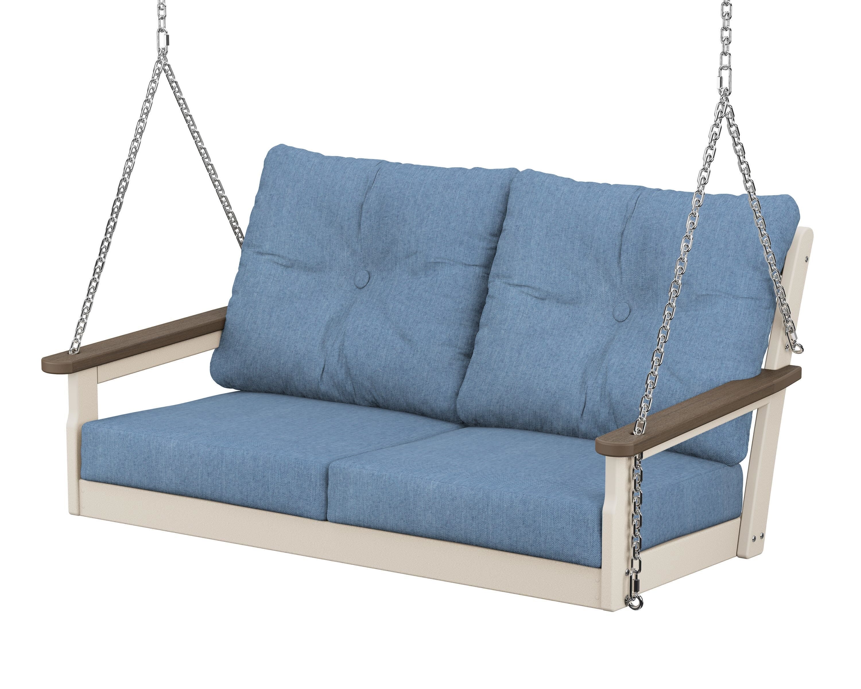 POLYWOOD® Vineyard Deep Seating Swing in Sand / Kona / Sky Blue