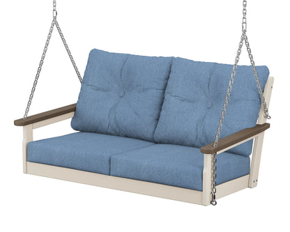 POLYWOOD® Vineyard Deep Seating Swing in Sand / Kona / Sky Blue