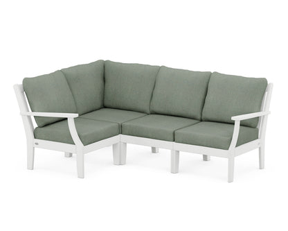 POLYWOOD® Braxton Modular 4-Piece Deep Seating Set in White / Cast Sage