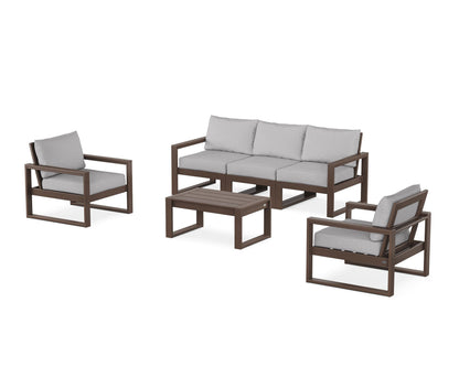 POLYWOOD® EDGE Sectional 4-Piece Deep Seating Set with Sofa in Mahogany / Granite