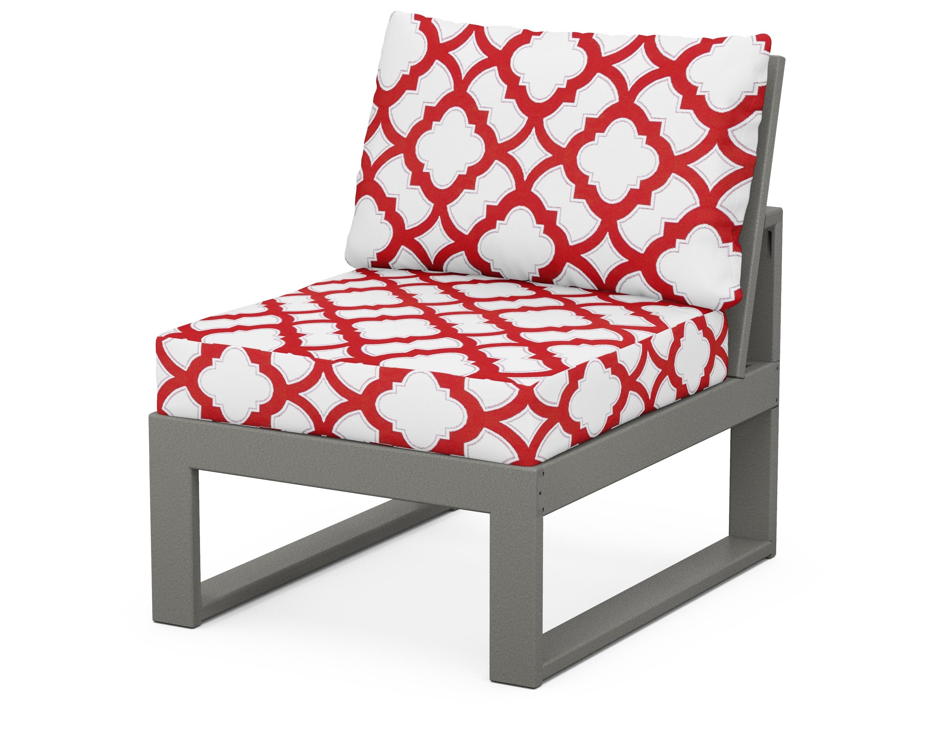 Unbranded Modular Armless Chair in Slate Grey / Trellis Crimson