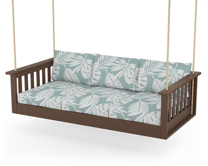 POLYWOOD® Vineyard Daybed Swing in Mahogany / Leaf Glacier Spa