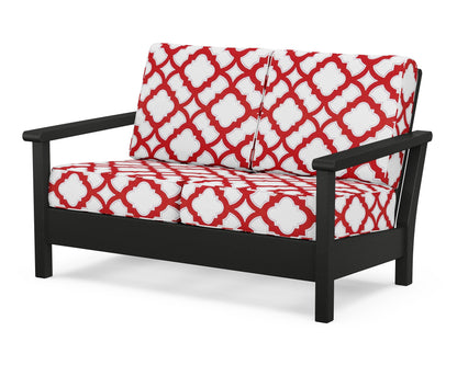 POLYWOOD® Harbour Deep Seating Loveseat in Black / Trellis Crimson