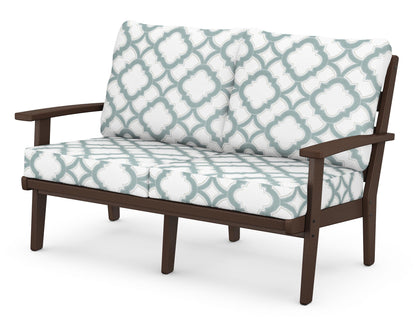 POLYWOOD® Grant Park Deep Seating Loveseat in Mahogany / Trellis Glacier Spa