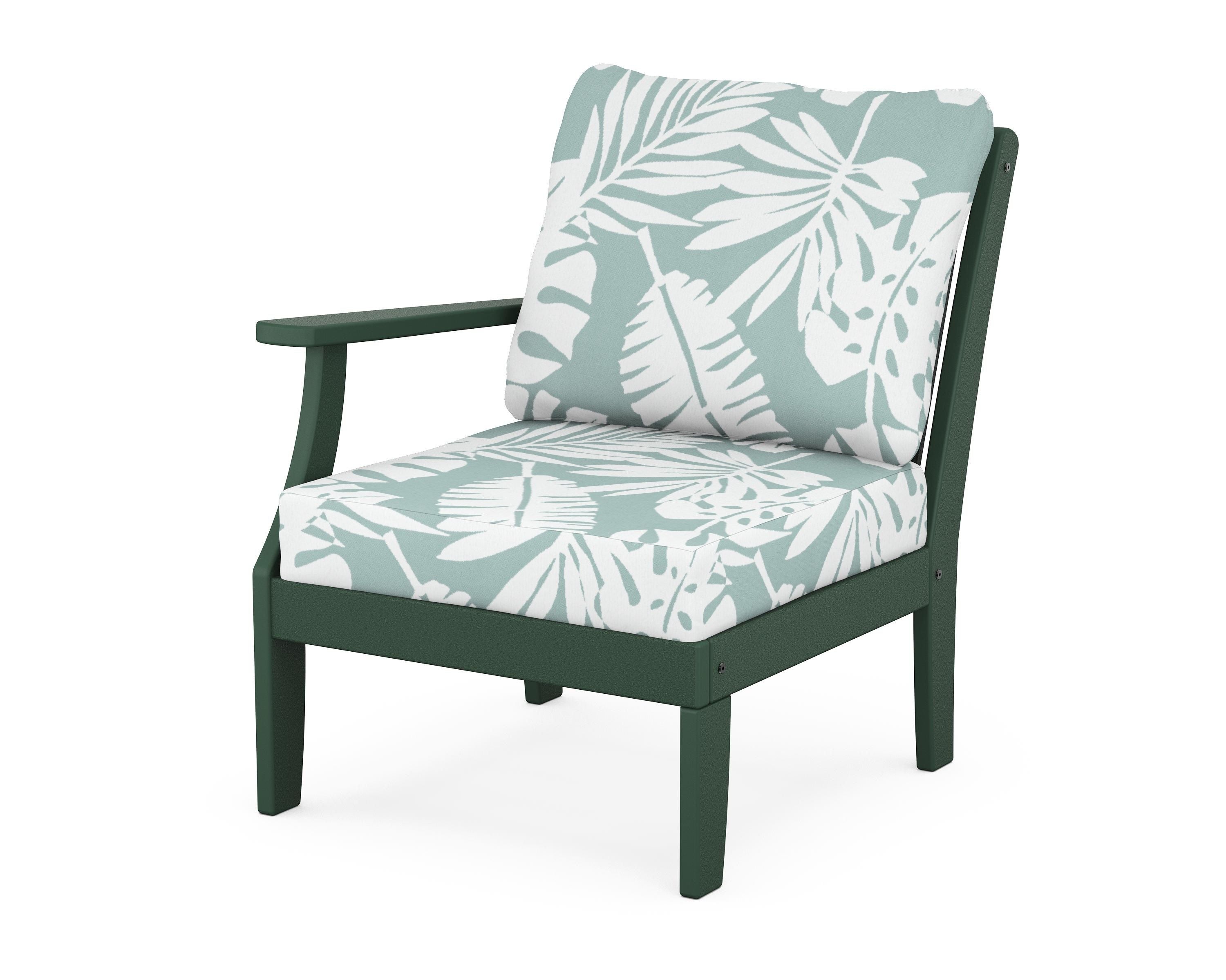 POLYWOOD® Braxton Modular Left Arm Chair in Green / Leaf Glacier Spa