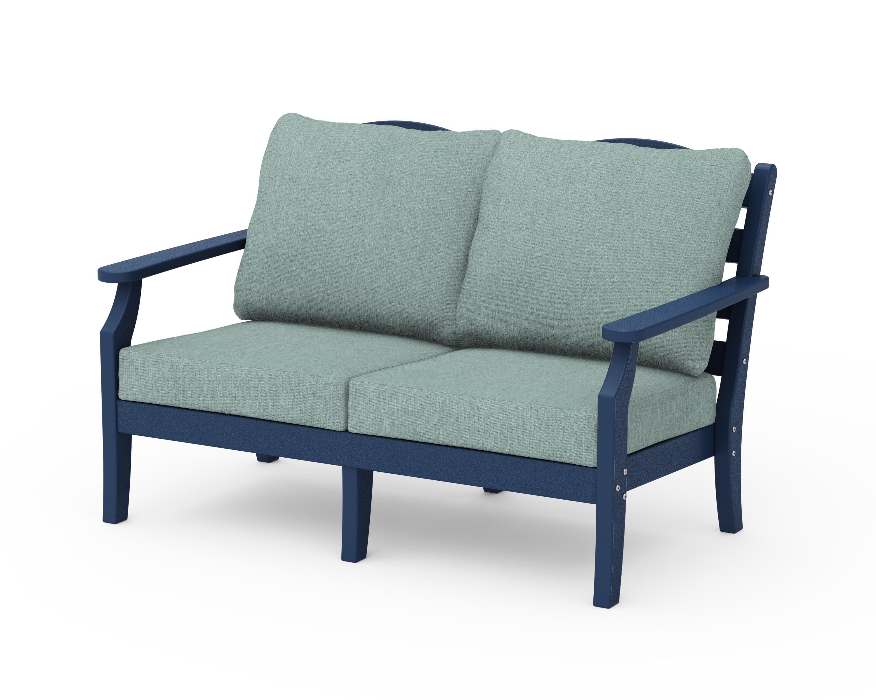 Draper James™ by  POLYWOOD® Savannah Deep Seating Loveseat in Navy / Glacier Spa
