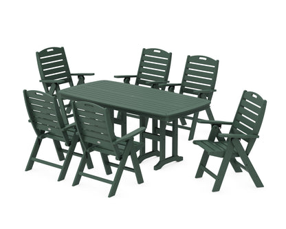 POLYWOOD® Nautical Folding Highback Chair 7-Piece Dining Set in Green