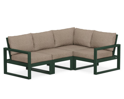 POLYWOOD® EDGE 4-Piece Modular Deep Seating Set in Green / Spiced Burlap