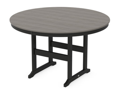 POLYWOOD® 60" Round Farmhouse Counter Table in Black / Driftwood