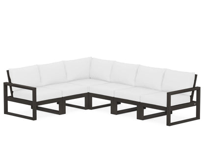 POLYWOOD® EDGE 6-Piece Modular Deep Seating Set in Vintage Coffee / Natural