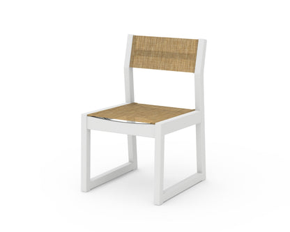 POLYWOOD® Edge Sling Dining Side Chair - 2 Chairs in White / Burlap Sling