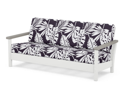 POLYWOOD® Harbour Deep Seating Sofa in White / Driftwood / Leaf Navy