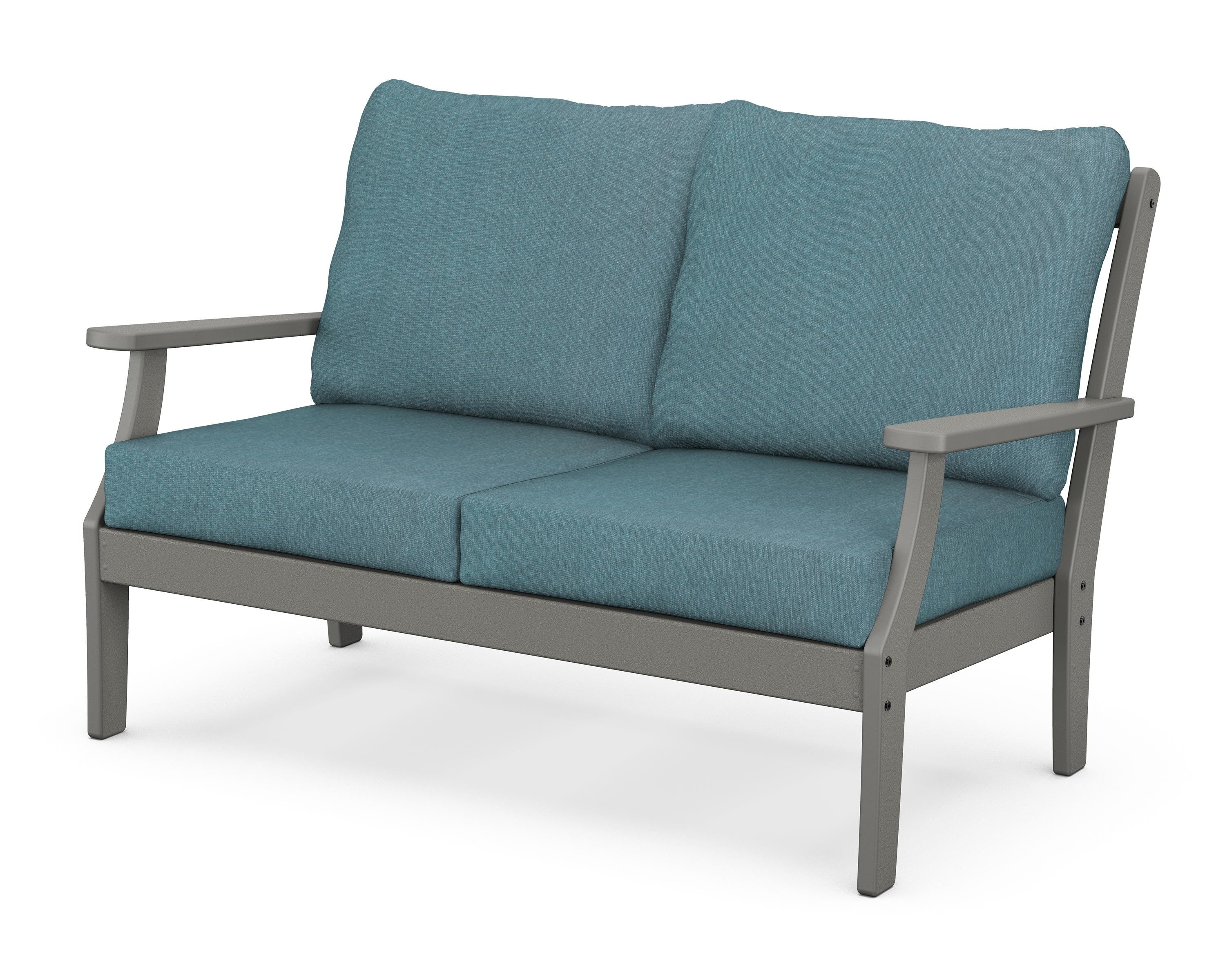 POLYWOOD® Braxton Deep Seating Loveseat in Slate Grey / Ocean Teal