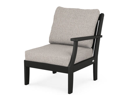 POLYWOOD® Braxton Modular Right Arm Chair in Black / Weathered Tweed