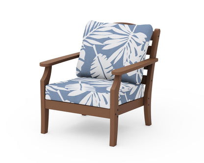 Draper James™ by  POLYWOOD® Savannah Deep Seating Chair in Teak / Leaf Sky Blue