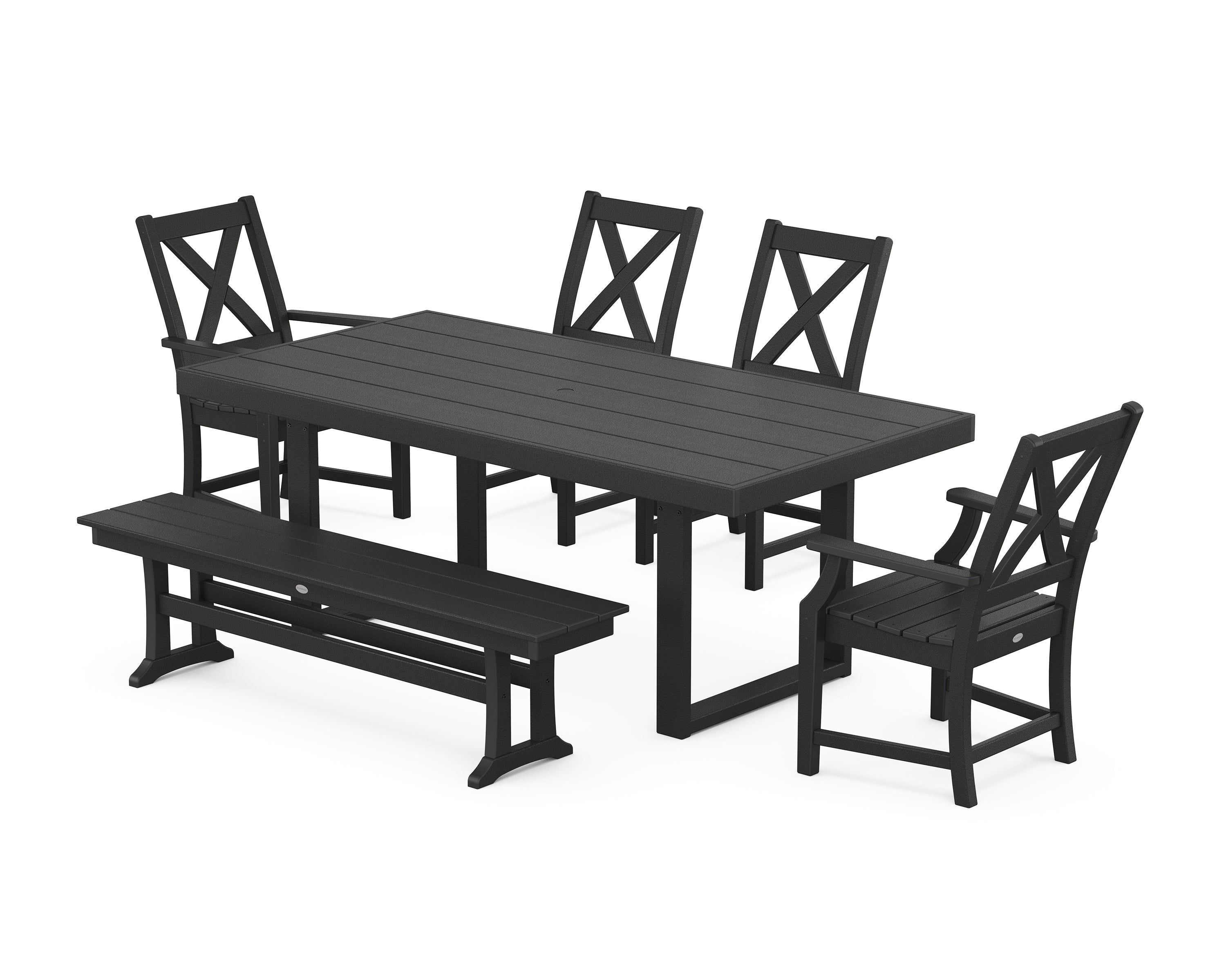 POLYWOOD® Braxton 6-Piece Dining Set with Bench in Black