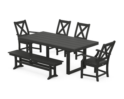 POLYWOOD® Braxton 6-Piece Dining Set with Bench in Black