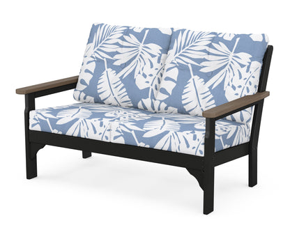 POLYWOOD® Vineyard Deep Seating Loveseat in Black / Kona / Leaf Sky Blue