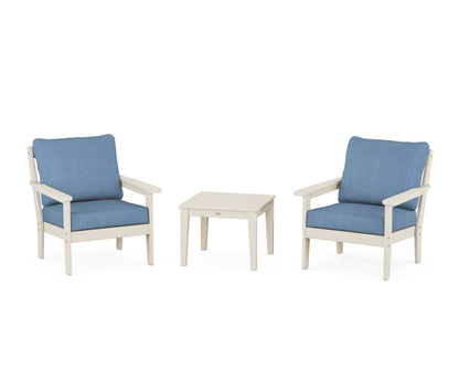 Country Living Cottage 3-Piece Deep Seating Set in Sand / Sky Blue