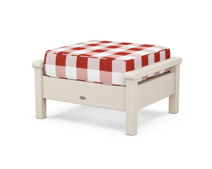 POLYWOOD® Harbour Deep Seating Ottoman in Sand / Buffalo Plaid Crimson