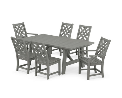 POLYWOOD® Wovendale 7-Piece Rustic Farmhouse Dining Set in Slate Grey