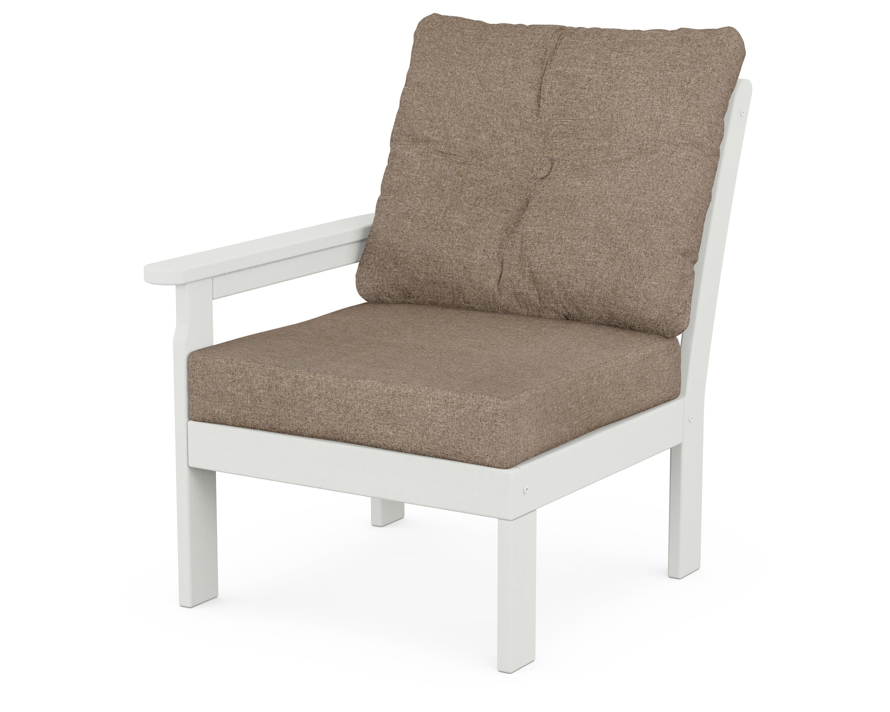 POLYWOOD® Vineyard Modular Left Arm Chair in Vintage White / Spiced Burlap