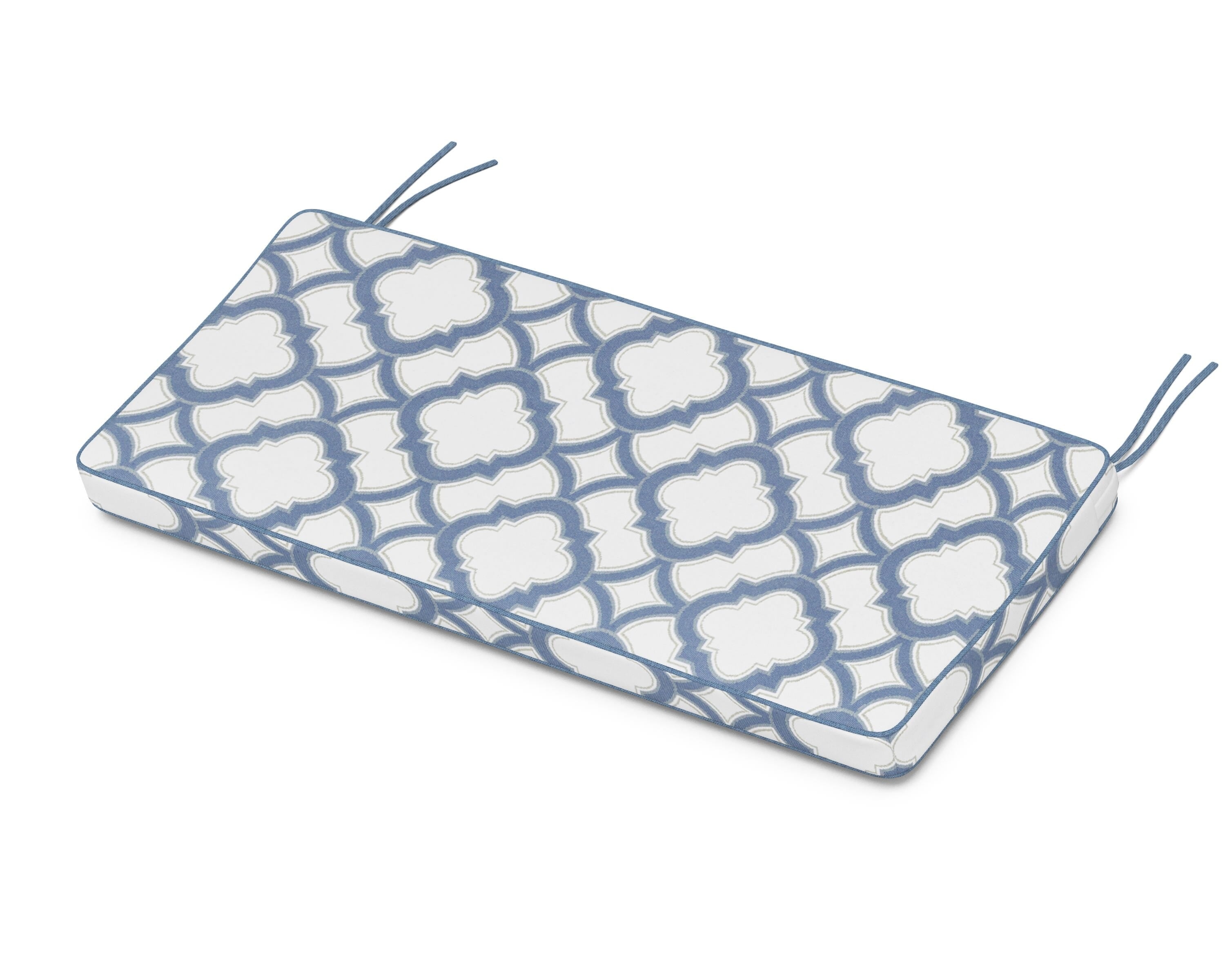 Martha Stewart by POLYWOOD® Chinoiserie Bench Seat Cushion in Trellis Sky Blue