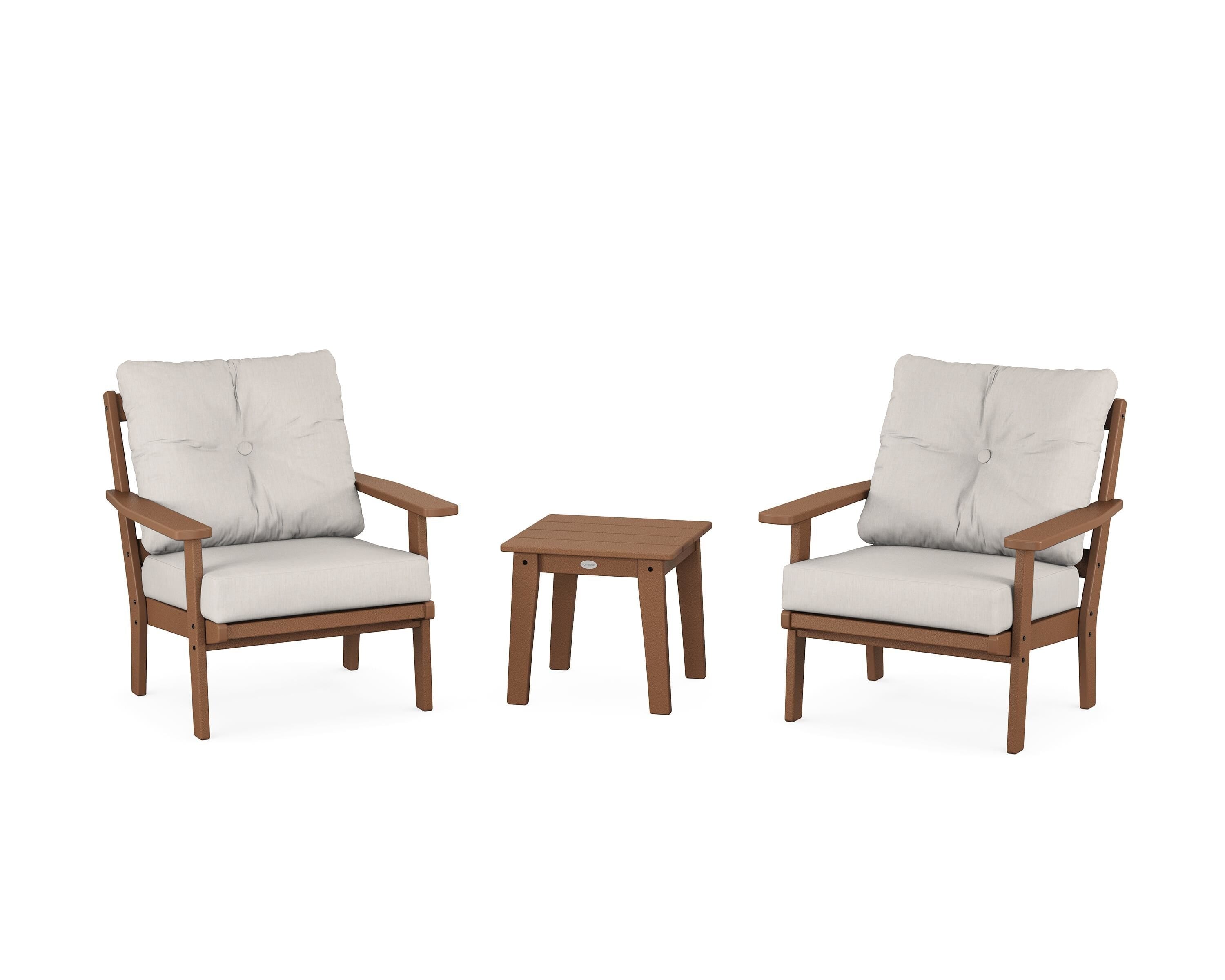 POLYWOOD® Oxford 3-Piece Deep Seating Set in Teak / Cast Ash