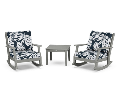 Country Living Wovendale 3-Piece Deep Seating Rocker Set in Slate Grey / Leaf Marine Indigo