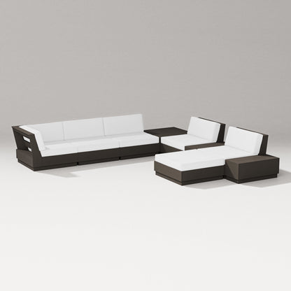 PW Designer Series Elevate 9-Piece Conversation Sectional in Vintage Coffee / Natural